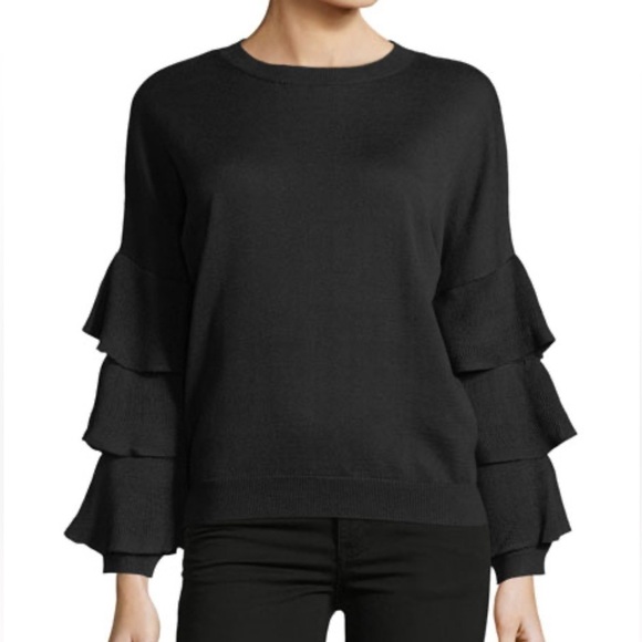 John + Jenn Tiered Ruffle Sleeve Sweater Size M - Picture 1 of 6
